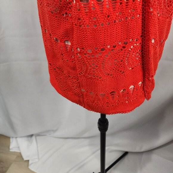 Free People Red Crochet Strapless Dress With Tie Detail Size L - Picture 8 of 16
